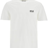 WHITE COTTON MEN'S T-SHIRT WITH LARGE BLACK STAR