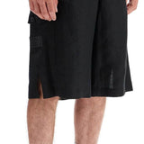 LINEN CARGO BERMUDA SHORTS FOR