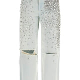 LIGHT BLUE COTTON JEANS WITH CRYSTAL STONES