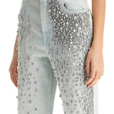 LIGHT BLUE COTTON JEANS WITH CRYSTAL STONES