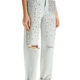 LIGHT BLUE COTTON JEANS WITH CRYSTAL STONES