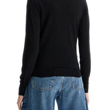 BLACK MERINO WOOL SWEATER WITH GOLDEN APPLICATIONS FOR WOMEN