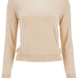 LIGHT BEIGE MERINO WOOL WOMEN'S CREW NECK SWEATER