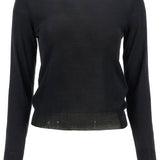 BLACK MERINO WOOL SWEATER WITH GOLDEN APPLICATIONS FOR WOMEN