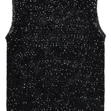 KNITTED VEST WITH SEQUINS EMBELL