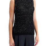 KNITTED VEST WITH SEQUINS EMBELL