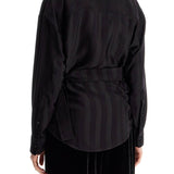 WOMEN'S WRAP SHIRT IN NIGHT STRIPE VISCOSE