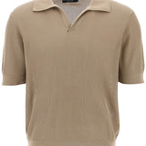 COTTON RIBBED PERFORATED POLO SHIRT