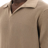 COTTON RIBBED PERFORATED POLO SHIRT