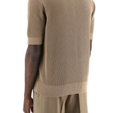 COTTON RIBBED PERFORATED POLO SHIRT