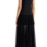 LAYERED DRESS WITH PLEATED SKIRT