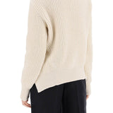 RIBBED SWEATER WITH TIEABLE CLOSURE