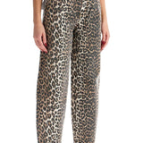 LEOPARD PRINT BARREL JEANS