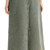 LONG OVERDYED DENIM MAXI SKIRT