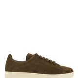 KHAKI SUEDE LOW TOP SNEAKERS WITH RUBBER SOLE