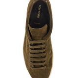 KHAKI SUEDE LOW TOP SNEAKERS WITH RUBBER SOLE