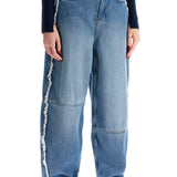 DISTRESSED BARREL JEANS WITH