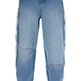 DISTRESSED BARREL JEANS WITH