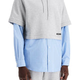 HYBRID SWEATSHIRT WITH SHIRT BOTTOM