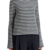 STRIPED BOILED WOOL KNIT PULLOVER SWEATER