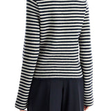 STRIPED BOILED WOOL KNIT PULLOVER SWEATER