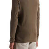 HENLEY T-SHIRT IN MOSS GREEN MODAL COTTON WITH MOTHER-OF-PEARL BUTTONS