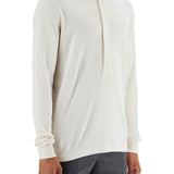 HENLEY T-SHIRT IVORY IN COTTON AND MICROFIBER RIBBED