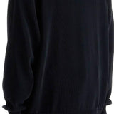 BLACK RECYCLED POLYESTER SWEATER WITH EMBROIDERED LOGO