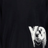 BLACK RECYCLED POLYESTER SWEATER WITH EMBROIDERED LOGO