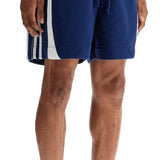 BLUE COTTON SHORTS WITH SIDE STRIPES