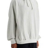 LIGHT GREY COTTON AND RECYCLED POLYESTER HOODIE FOR MEN