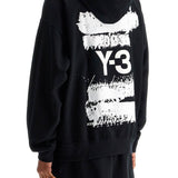 BLACK COTTON HOODIE WITH GFX PRINT