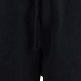 HIGH-WAISTED BLACK COTTON SPORTS SHORTS