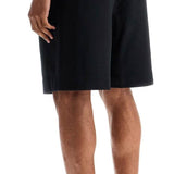 HIGH-WAISTED BLACK COTTON SPORTS SHORTS