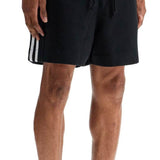 BLACK COTTON SHORTS WITH WHITE STRIPES