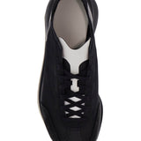 S-GENDO RUN BLACK FABRIC AND LEATHER RUNNING SNEAKERS