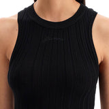 RIBBED KNIT TANK TOP WITH SPAGHETTI STRAPS