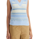 "SOFT STRIPED KNIT VEST WITH A COMFORTABLE