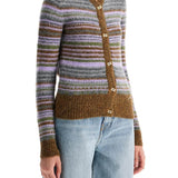 SOFT STRIPED CARDIGAN WITH FLUFFY