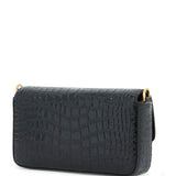 MINI WALLIS CROCODILE PRINT LEATHER BAG.