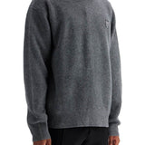 GRAY MÉLANGE WOOL SWEATER WITH EMBROIDERED FOX LOGO