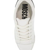 LEATHER SNEAKERS WITH RUBBER LOGO DETAIL.