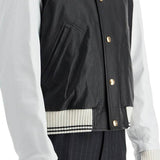 LEATHER VARSITY BOMBER JACKET