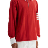 RED COTTON POLO WITH THREE STRIPES