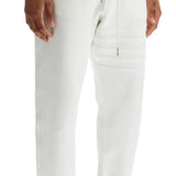 WHITE COTTON SWEATPANTS WITH 4 STRIPES