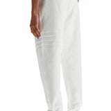 WHITE COTTON SWEATPANTS WITH 4 STRIPES