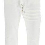 WHITE COTTON SWEATPANTS WITH 4 STRIPES