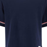 NAVY BLUE STRIPED COTTON T-SHIRT WITH WIDE NECK