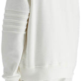 WHITE COTTON FOUR BAR CREWNECK SWEATSHIRT