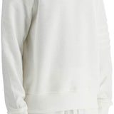 WHITE COTTON FOUR BAR CREWNECK SWEATSHIRT